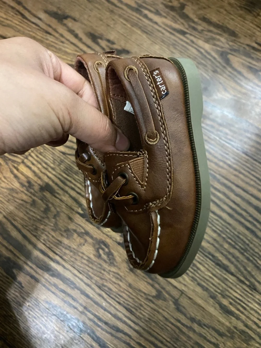 Carter's Toddler Brown Faux-Leather Moccasin Boat Shoes
